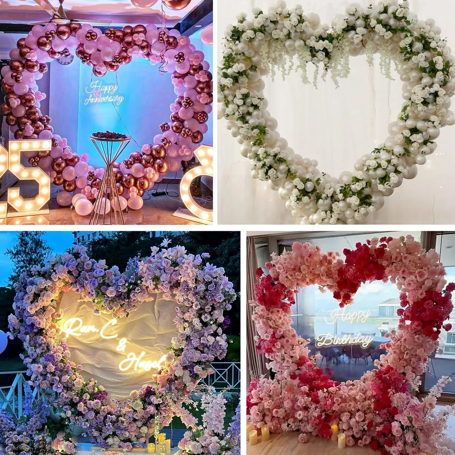 Arche De Ballons De Forme Carrée - Cadre En Métal Avec Base Au Sol Pour Mariage, Anniversaire