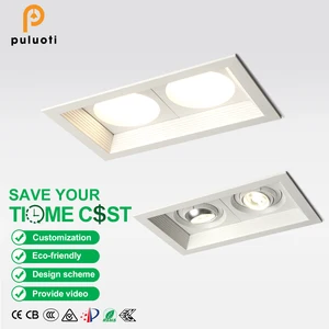 PULUOTI 228mm*136mm*67mm 14W Three-colour 3000K-4000K-6000K Recessed Downlight Telescopic Lamp Holder LED Spot Light