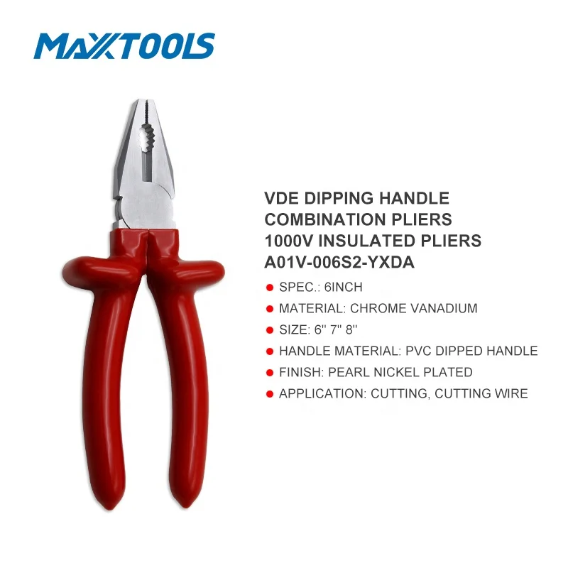 VDE Combination Pliers - Insulated, Serrated, and Durable