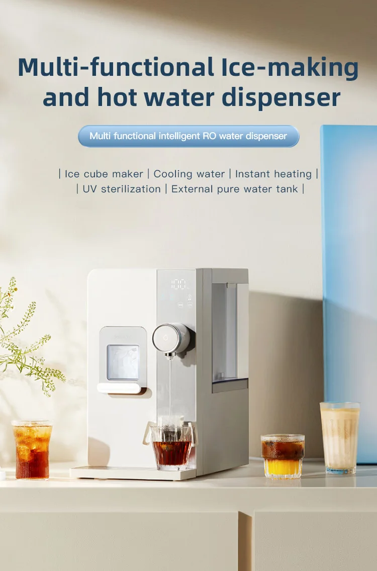 Multi-functional Home Mini Ice maker Water Dispenser with UV instant hot and cold water function for 7 types Temperature Setting