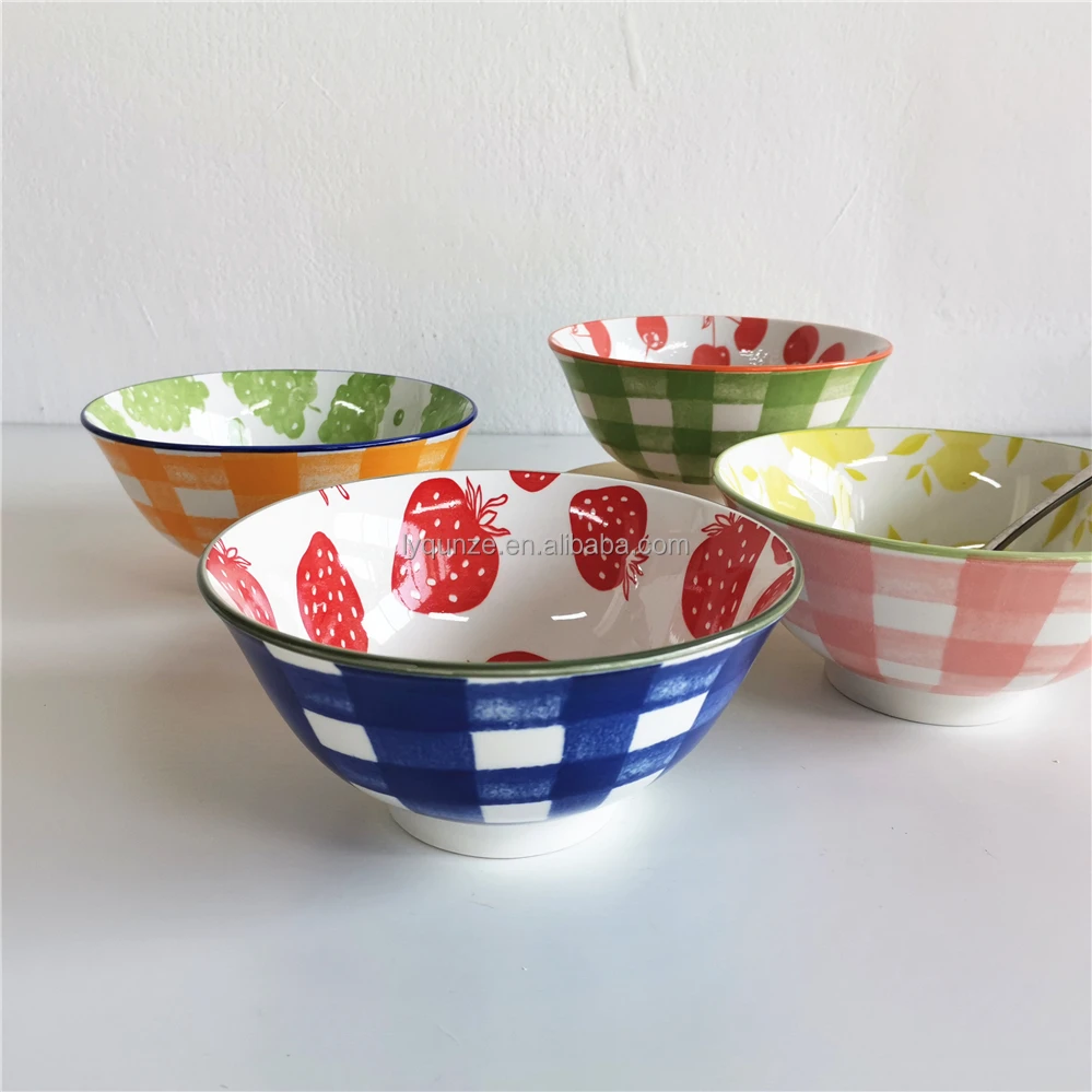 Tigela de Sopa de Cerâmica com Impressão Pad de 6,25 Polegadas, Tigelas  Profundas de Porcelana Moderna Nórdica com Impressão de Flores Azuis, image size:999x999