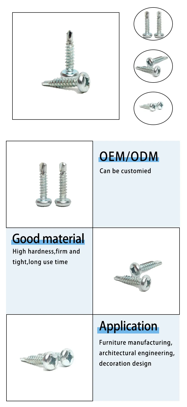 Ansi Specialized Wholesale Steel Zinc Plated Phillips Self Drilling Self Tapping Screws For Wood Metal details