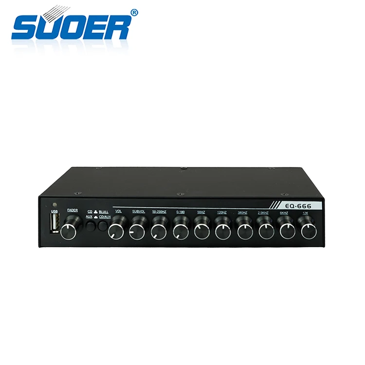 Suoer EQ-666 new trend product 7 band car equalizer for car amplifier Adjustable 6 frequency car equalizer