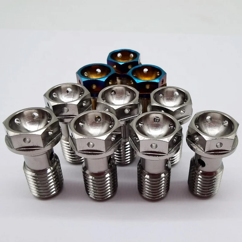 High Strength Customized Titanium GR5 M8 M10 Titanium Banjo Bolt