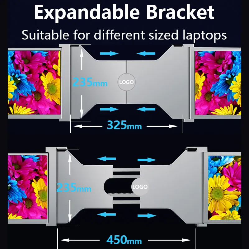 トリプルラップトップスクリーンエクステンダーデュアル15インチ