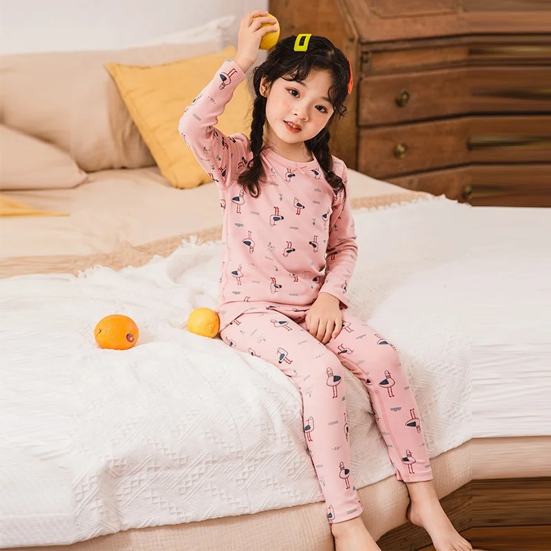 Wholesale Long Sleeve Children's Girls Thermal Underwear Night