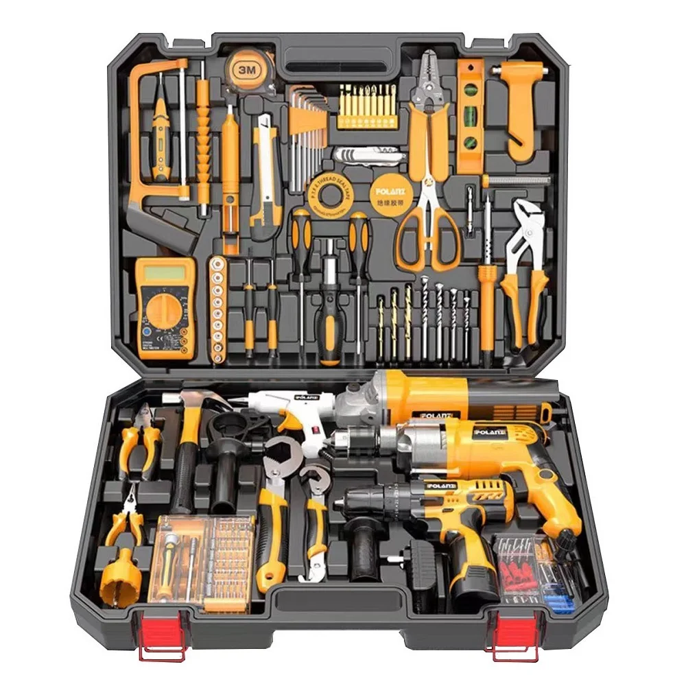  JIAH Kit de herramientas de reparación de electricista para el  hogar, kit plegable, 47 piezas, herramientas básicas de mano general para  el hogar con herramienta profesional. caja de herramientas : Herramientas