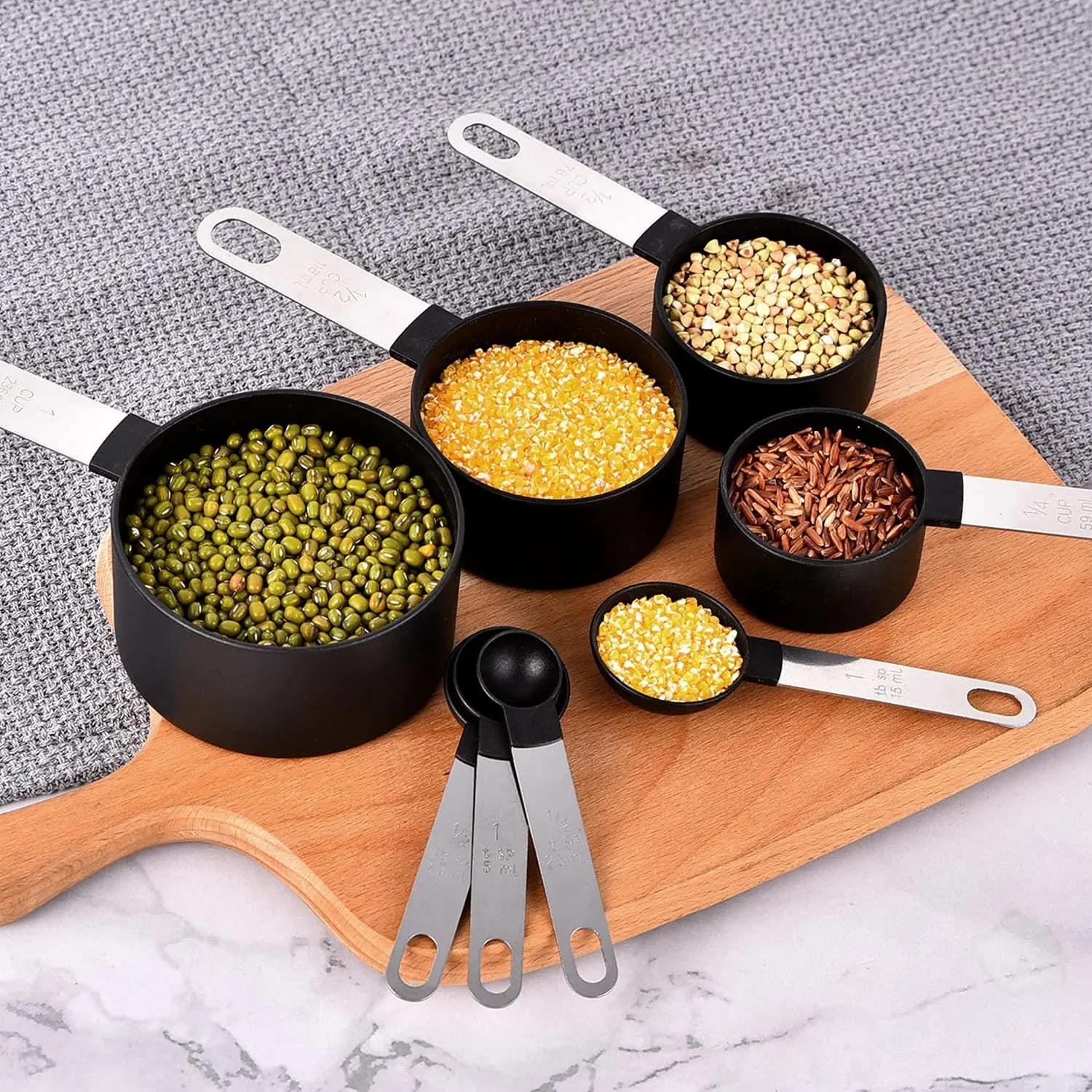 Measuring Cups and Spoons Set of 8 Pieces BPA Free Measuring Cups and Spoons with Stainless Steel Handle
