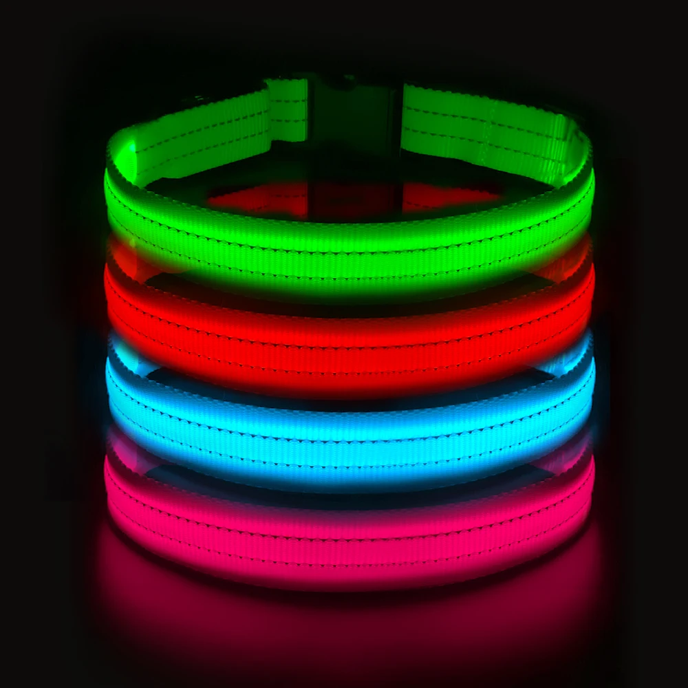 New Product Custom Designer Led Light up Pet Dog Collar for Big Small Dog