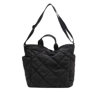 Custom logo Puffy Nylon Tote Bag Puffer Handbag Lightweight Quilted Padding Shoulder Padded Puffer Shoulder Bag