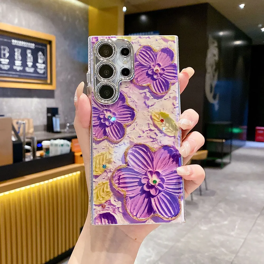 Laudtec Sjk947 Oil Painting Flower Phone Case Ladies Fashion Iphone Cases Luxury Cover For Samsung S25 S24 S23 Fe Plus Ultra factory