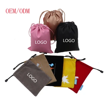 Custom Earphone Storage Bag Soft Ecofriendly Carry Pouch Red Reusable Drawstring Pouches Small Velvet Drawstring Bag