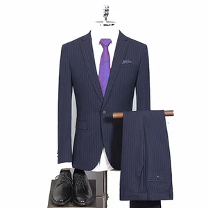 High-End Woolen Suiting Suit Two-Piece Business Suit for Men Groom'S Wedding Dress