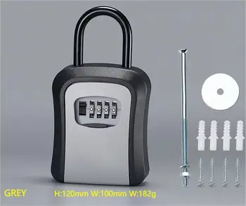 Grey Portable Outdoor Beach Safe Sercurit Holder Digital Lockbox Combination 5 Key Capacity Storage Keys Lock Box for Car