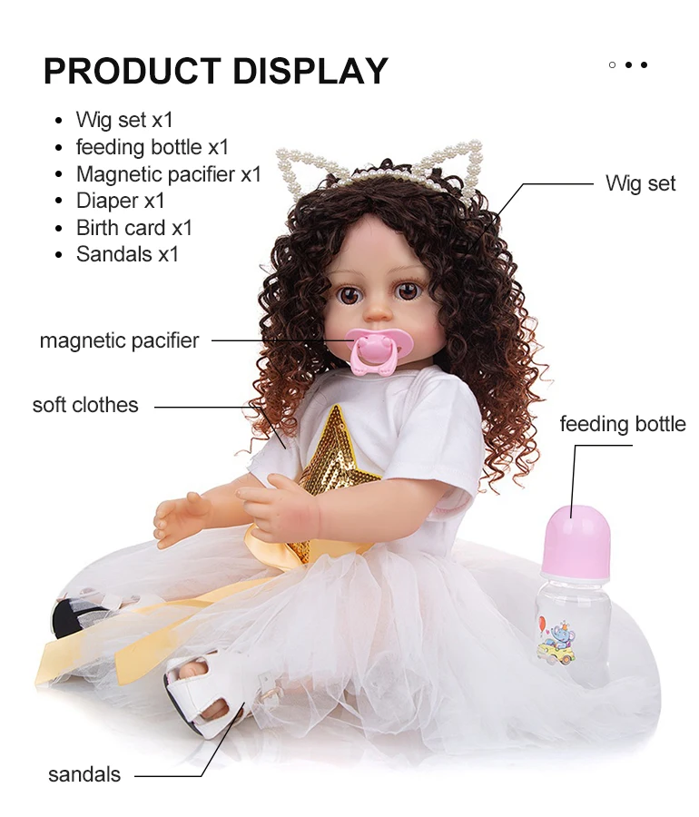 Chengji 55 CM Simulation Baby Bottle Lifelike Cute Soft Silicone Realistic Reborn Doll Toy for Kids