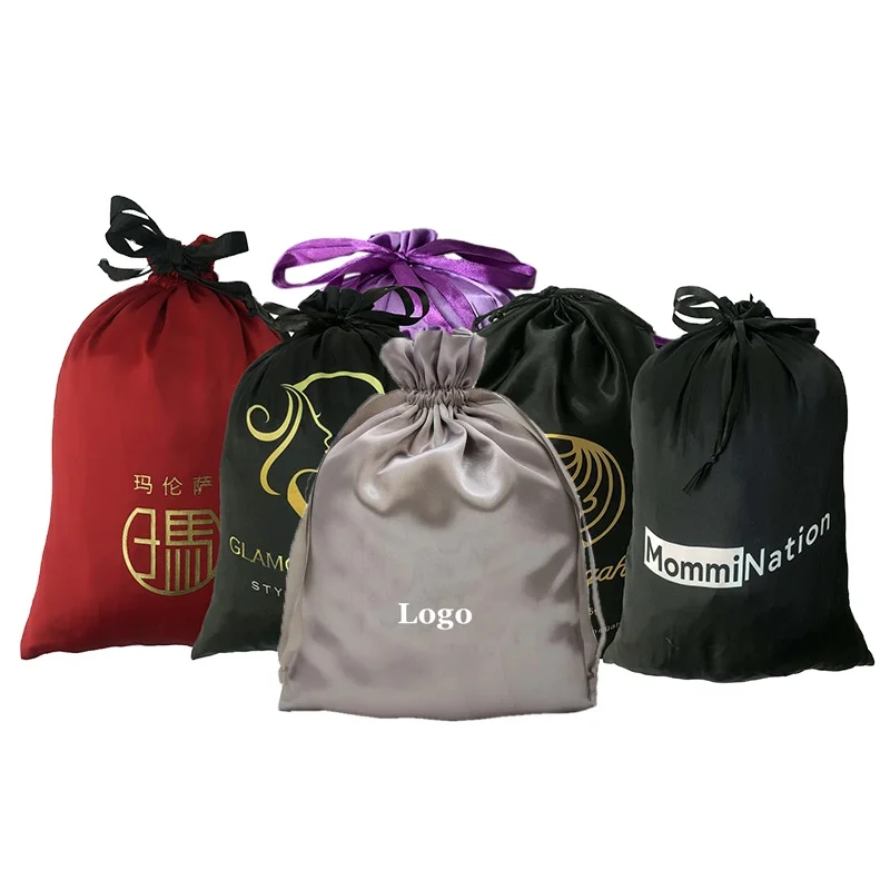 custom satin drawstring bags