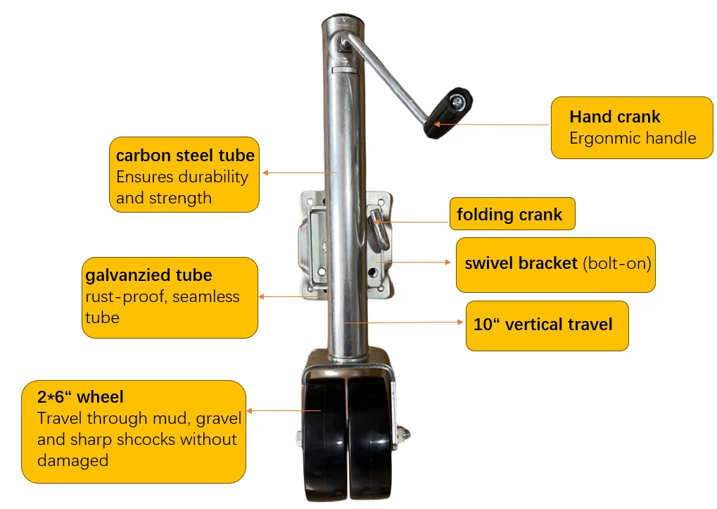 1500lbs Trailer Jack With Dual Wheels 10" Travel Trailer Jockey Wheel