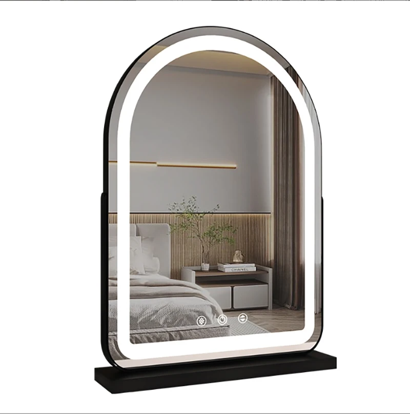 Modern LED Light Makeup Mirror with USB Charging and Natural Light Simulation for Tabletop Use