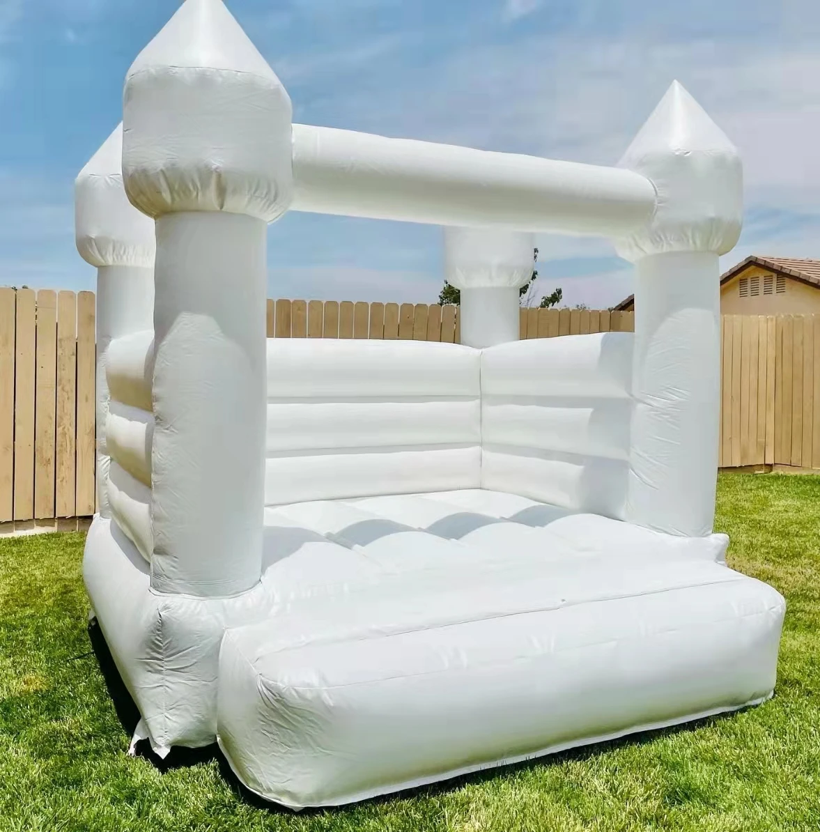 Bounce house inflatable castle white wedding bouncy jumper party hire ...