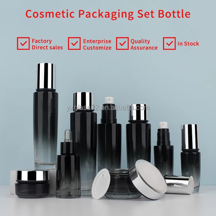 Luxury Cosmetic skincare packaging glass bottle set customization skincare cosmetic packaging glass container supplier details