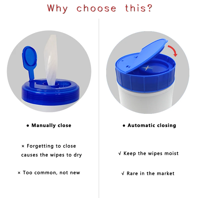 Plastic Wet Tissue Wipes Canister Container Bottle