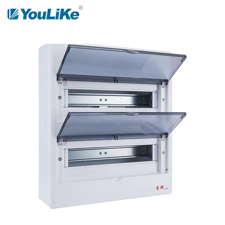 Surface Mount 2 Row 32 Way  Electric Box Plastic Enclosure DB Box With Transparent Door