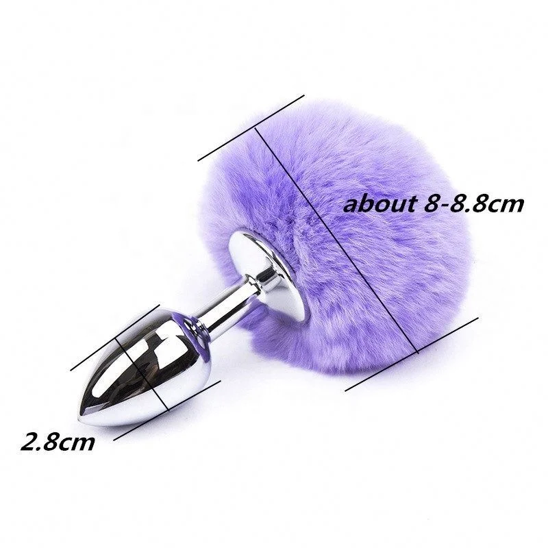Girlspower Women's Erotic Sensual Anal Fuzzy Ball Plug Colorful Fox Tail Butt Plug for Adult Teasing Role-Play Anal Sex Toy