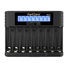 2025 VariCore 8-Slot Intelligent Battery Charger ALL8 for 1.2V Ni-MH Ni-Cd AA AAA 1.5V 3.7V Li-ion 14500 Rechargeable Cells