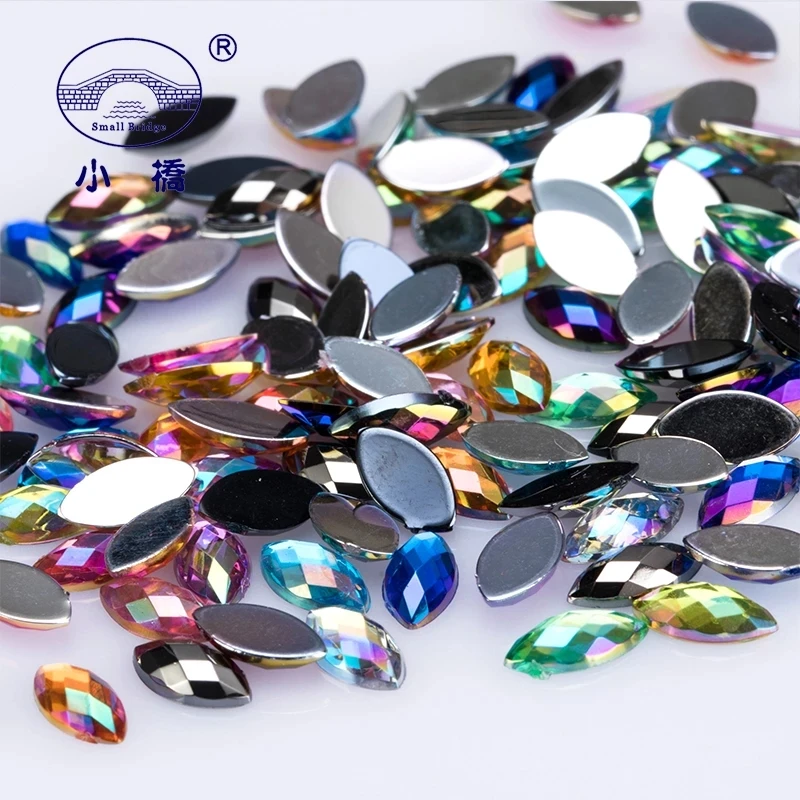 Factory Wholesale 3x6mm 4x8mm Chessboard Horse Eye Shape Flatback Nail Art Resin Rhinestones for Garment