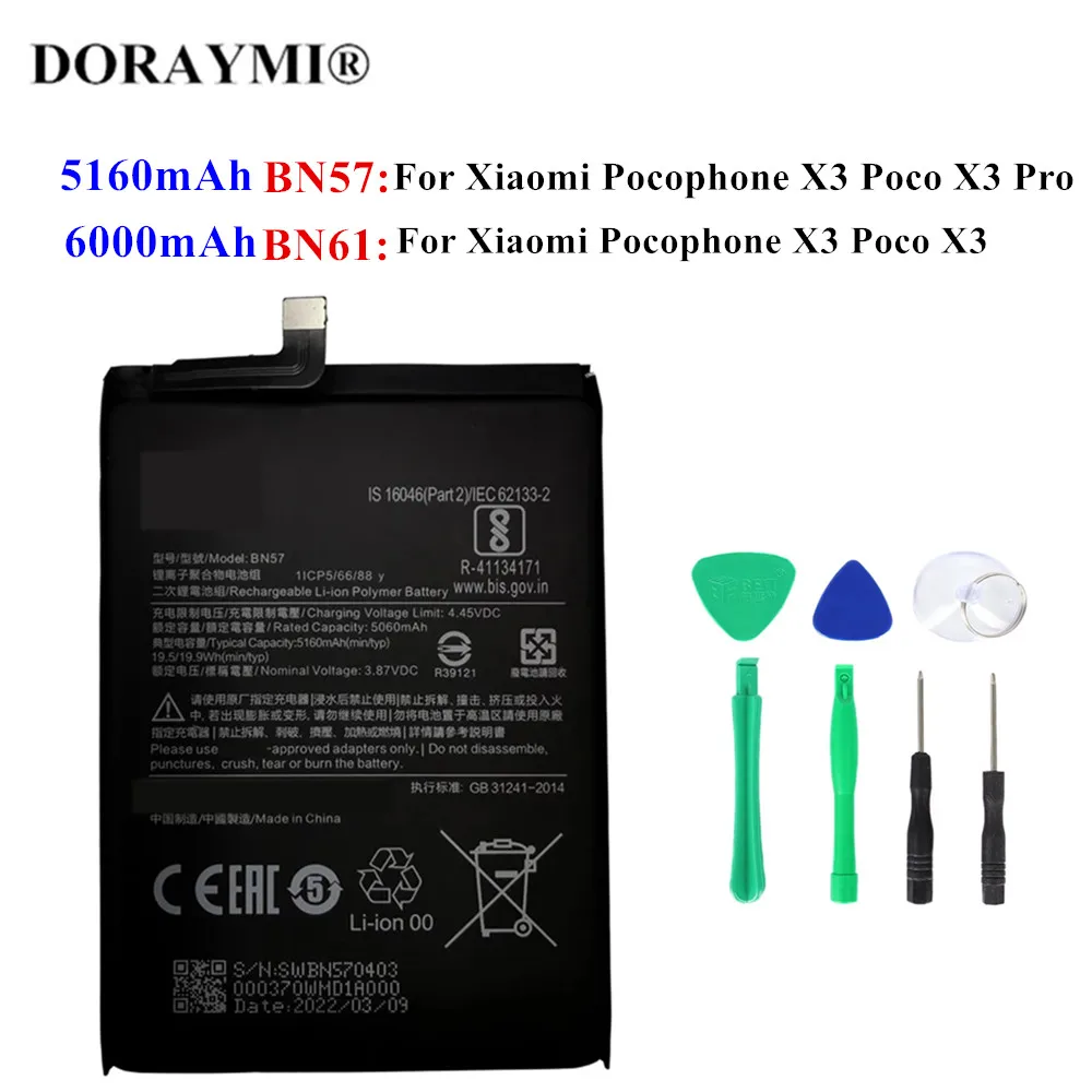 Replacement Macbook Pro Batteryxiaomi Poco X3 Pro Bn57 Bn61 6000mah Battery  With Ce Certification