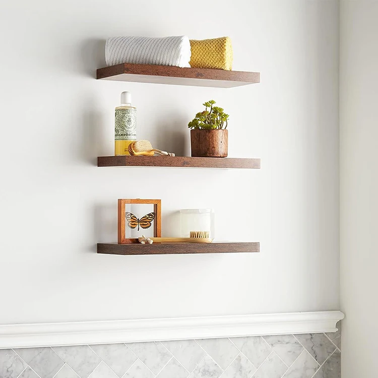 K&b Wall Mounted Rustic Wood Hanging Shelves Hidden Floating Shelf For