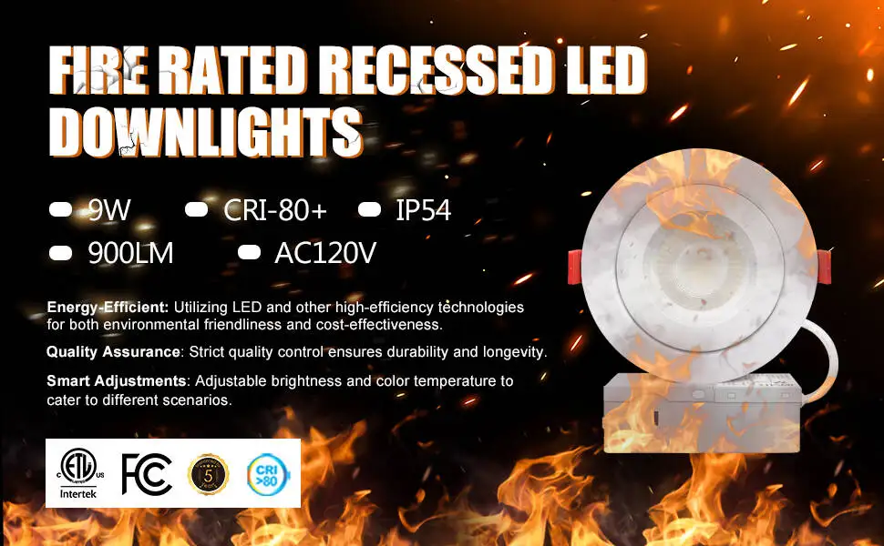 2 Hour Fire Rating Recessed Light 4" 5cct Dimmable 5cct Led Recessed