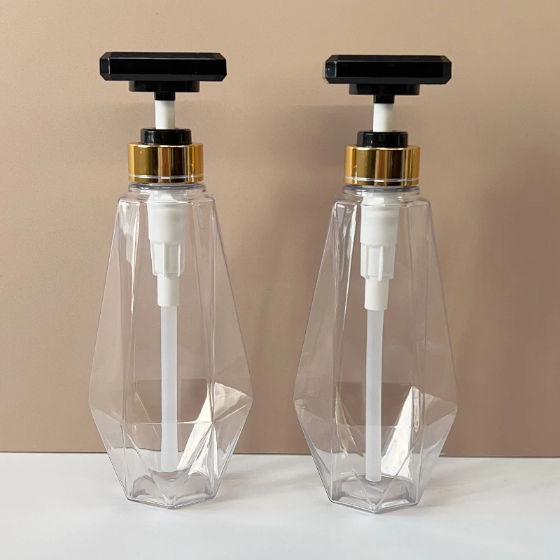 Factory Custom 460ml Polygon Shaped Plastic Bottle Pet Empty Hand Wash Shampoo Lotion Dispenser Plastic Bottle