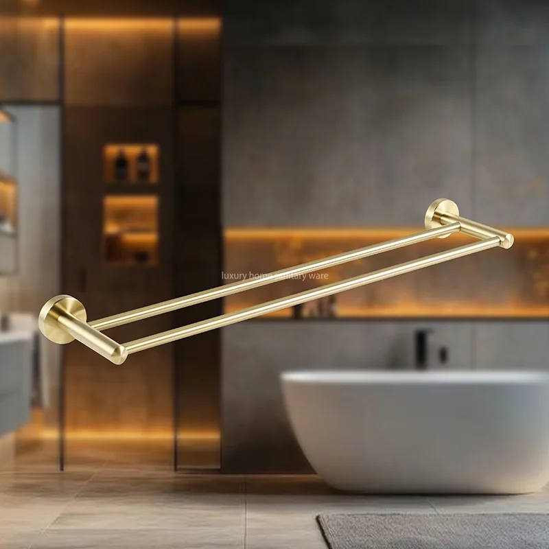 product high quality gold reinforced towel rack wall mounted bathroom accessories set towel rack cover-4