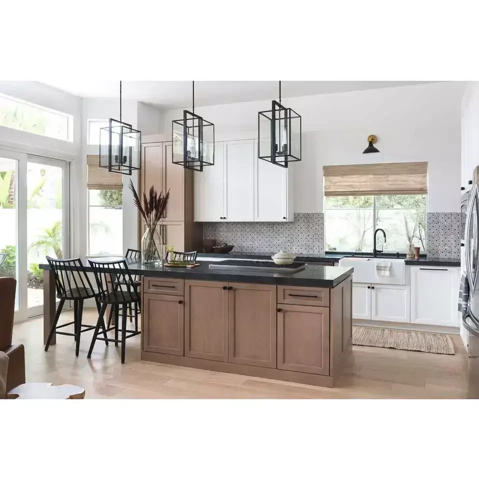 2025 Free Design Custom Project Use Modem Solid Wooden Kitchen Cabinet