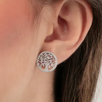 Blossom CS Jewelry Wholesale Tree Of Life Series Silver 925 Earrings CZ Zircon Fashion Women Korean Jewelry