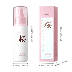 Wholesale LAIKOU Moisturizing Hydrating Nourishing Soothing Niacinamide Sakura Face Brightening Toner Spray