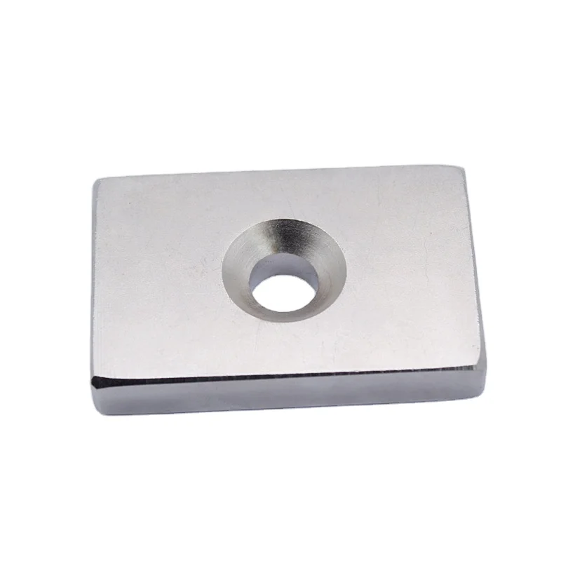 N52 Rare Earth Rectangular Neodymium Magnet with Countersunk Hole