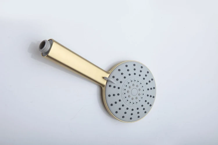 Juego de mezclador de grifo de ducha de lluvia expuesto montado en la pared de latón dorado para baño