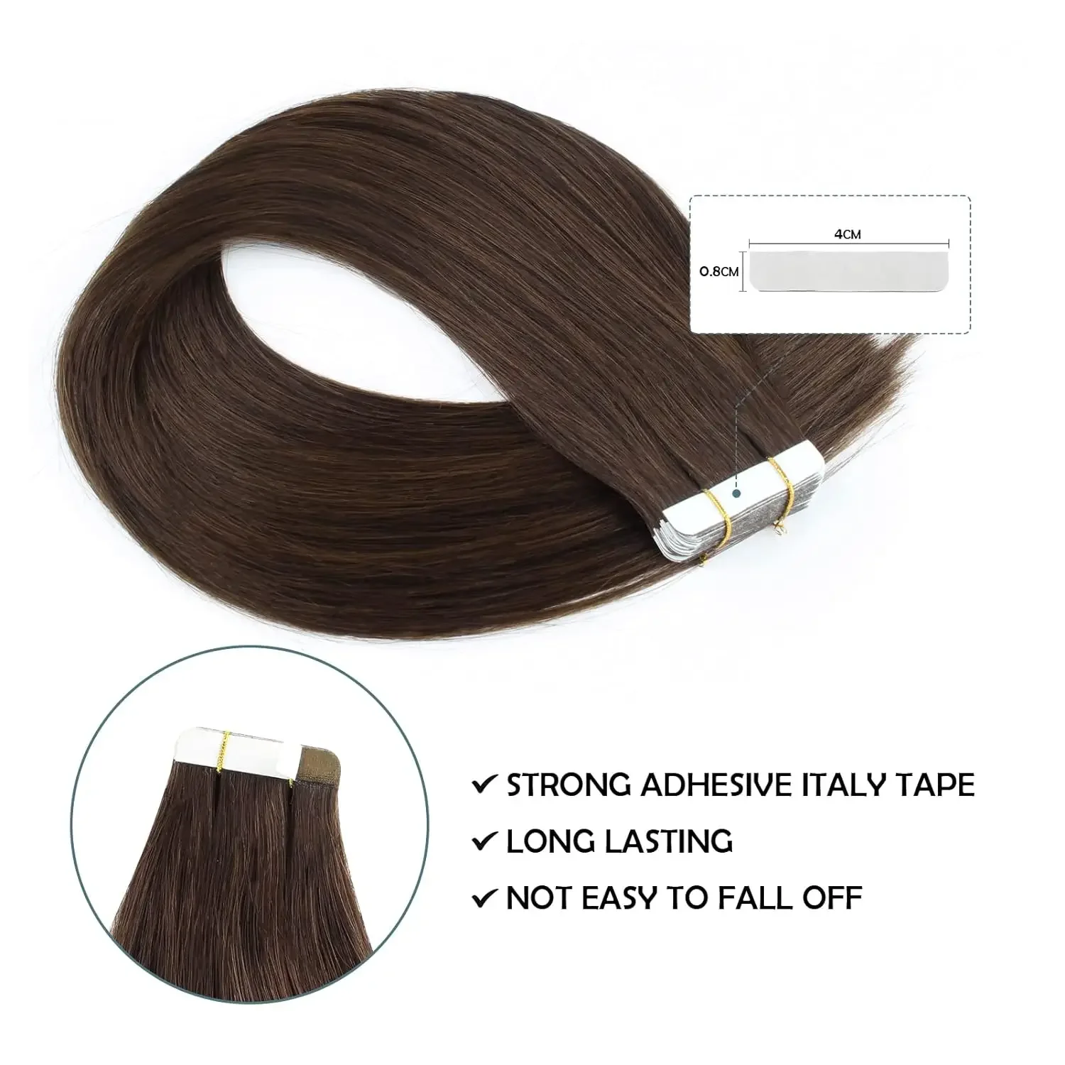 16 26 Zoll Tape in Haarverlängerungen 100% Echthaar Naturschwarz Glatt Remy_voghion.com