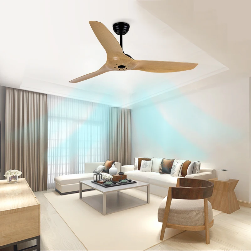 Nordic Simple Style DC Motor Remote Control 52 Inch Decorative Ceiling Fan Without Light Plastic Blades