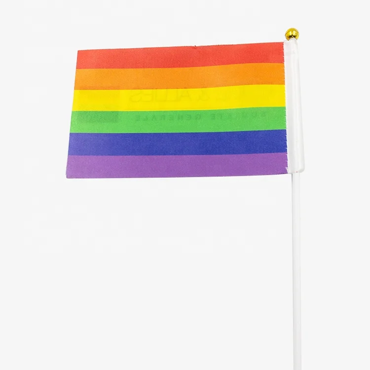 Cheap Polyester Car Flags Customized Print Waving Hand Flags Promotion Gay Pride Window Hand Held Flag for Car