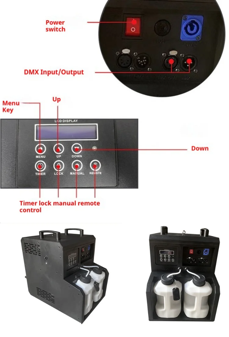 Fog Bubble Machine with LED Smoke Machine 3000W RGBW Color DMX512 for Parties Weddings Concerts Stage Lighting Effects DJ
