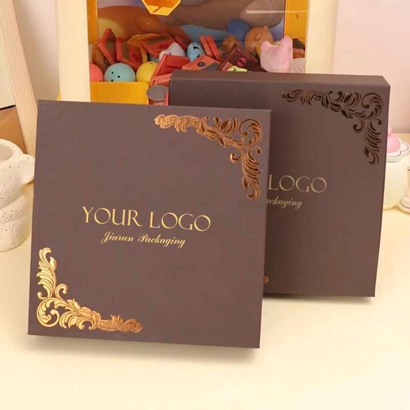 Custom Luxury Candy Sweet Packing Chocolate Gift Box Gold Paper Divider Inside Coffee Dessert Box Packaging