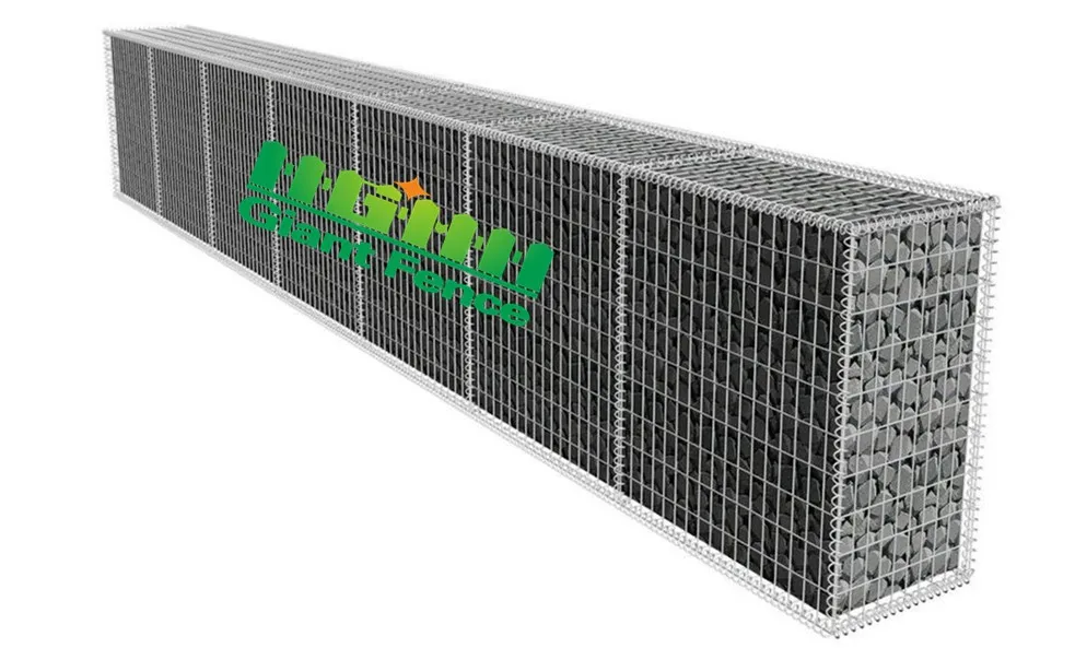 Easy Installation Galvanized Wire Mesh Gabion Stone Basket Welded Mesh Farm Fence Gate Protection-Iron Steel Frame Coated Fence