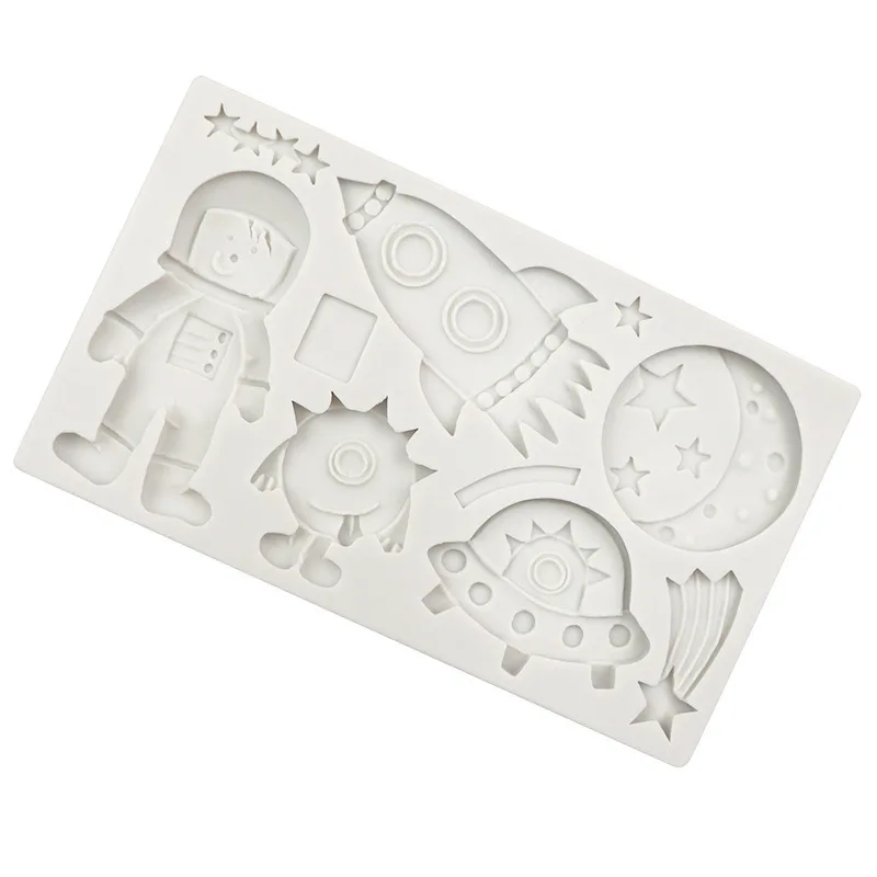 Astronaut Fondant Molds Rocket Robotic Space Spacecraft Airplane Silicone Molds for Cake Decoration Chocolate Mould