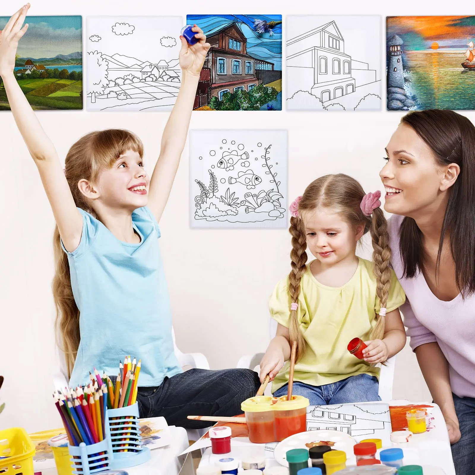 Diy Paint Mini Pre Drawn Outline Canvas Prestenciled Painting Canvas