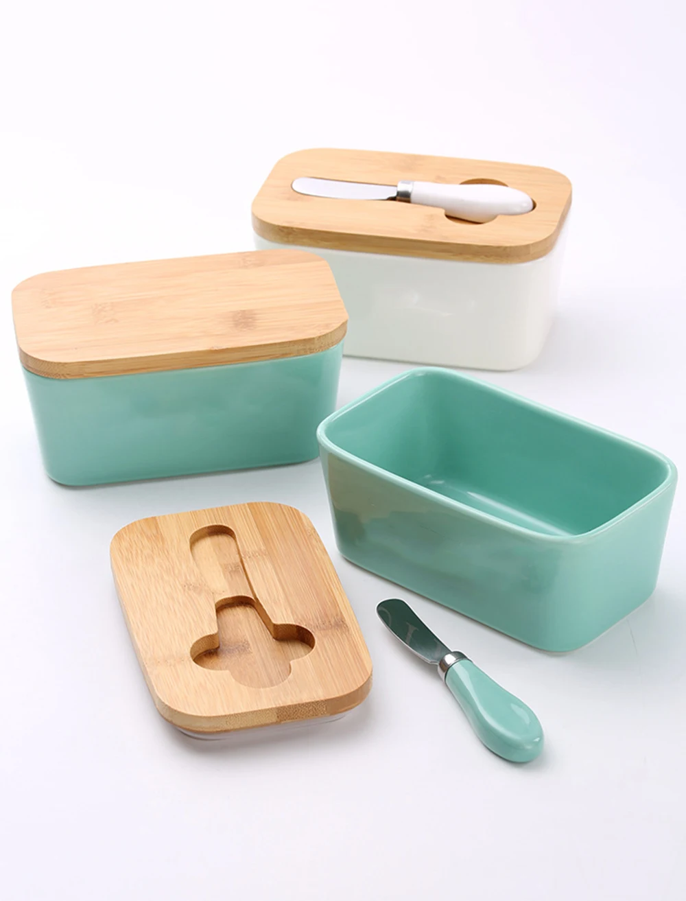 Rectangular Ceramic Butter Dishes Sealed Tin Cheese Box Storage Box