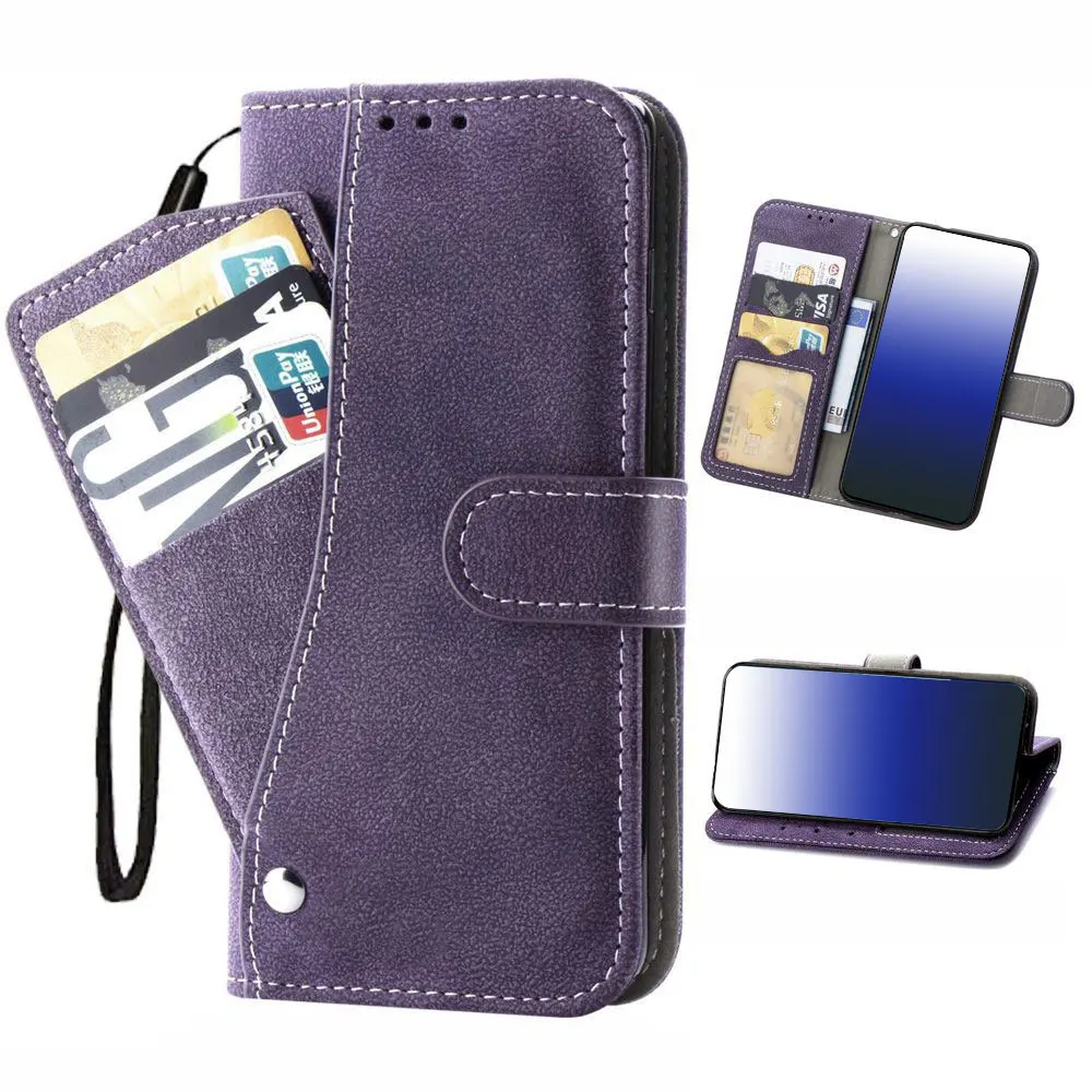 Luxury Leather Soft Matte Mobile Phone Case Magnetic Wallet Cover with 180 rotating Card Holders for Alcatel Tetra