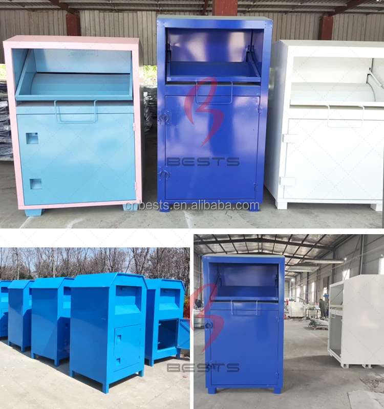 Outdoor Park Street Clothes Recycling Bin Metal Clothing Donation Bin